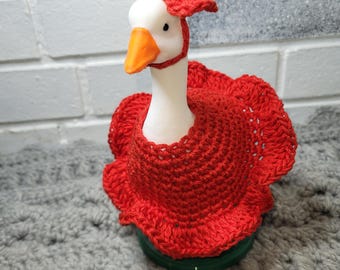 Vestido y lazo de ganso de ganchillo – Conjunto para figura de 18 cm, colores personalizados