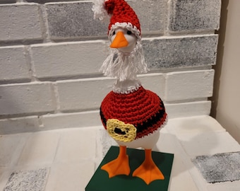 7-inch desktop gans kerstmankostuum – handgemaakte outfit kerstfiguur