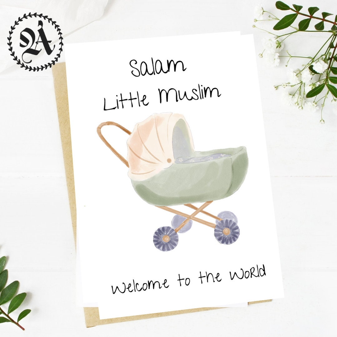 Islamic Baby Mubarak Card New Baby Card Muslim Baby Etsy