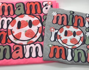 Matching Mama Mini Shirt: Retro Strawberry Smile