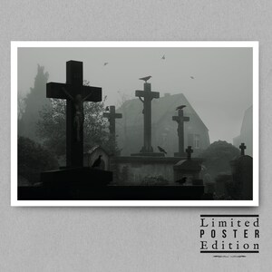 Poster Crow Cemetery Gothic Friedhof Krähe Print