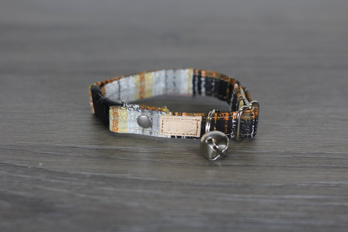 Warm plaid cat collar Orange kitten collars Available in Etsy