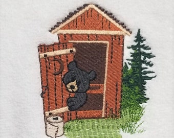 Embroidered Outhouse Bathroom Hand Towel