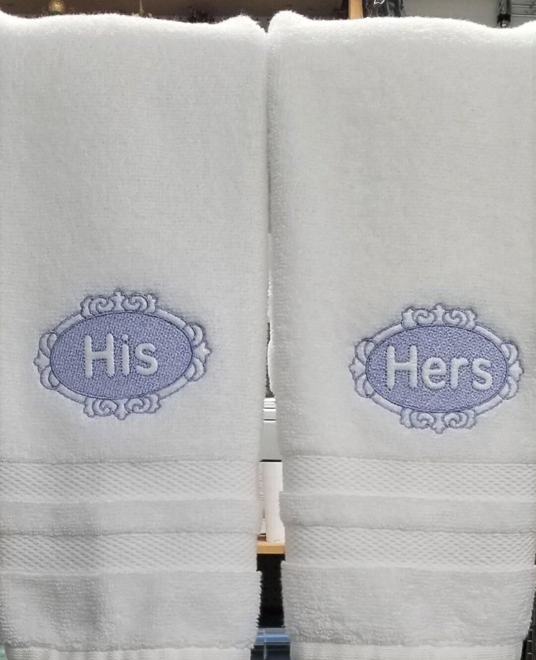 Embroidered Bathroom Hand Towel Set Embossed His Hers Towel Etsy