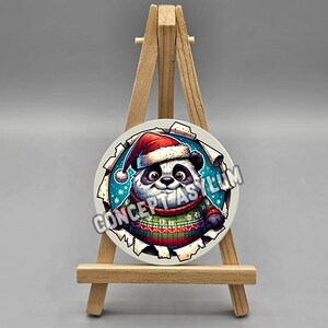 Ugly Sweater Jolly Panda Bear Holiday Christmas Tree Ceramic Ornament