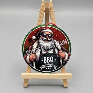 Santa Claus Reveals He's a BBQ Pitmaster Metal Holiday Christmas Tree Ornament