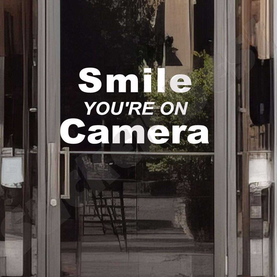Smile You're on Camera Sign Decal Vinyl Sticker Door Window Wall Decals ...