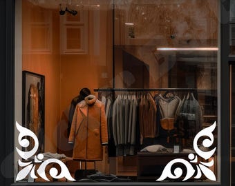Vinilo decorativo para escaparate: Adhesivo decorativo para pared o fachada de tienda (montaje exterior, 2 unidades)