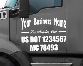 2x Calcomanías personalizadas para camiones con letras, número US DOT MC