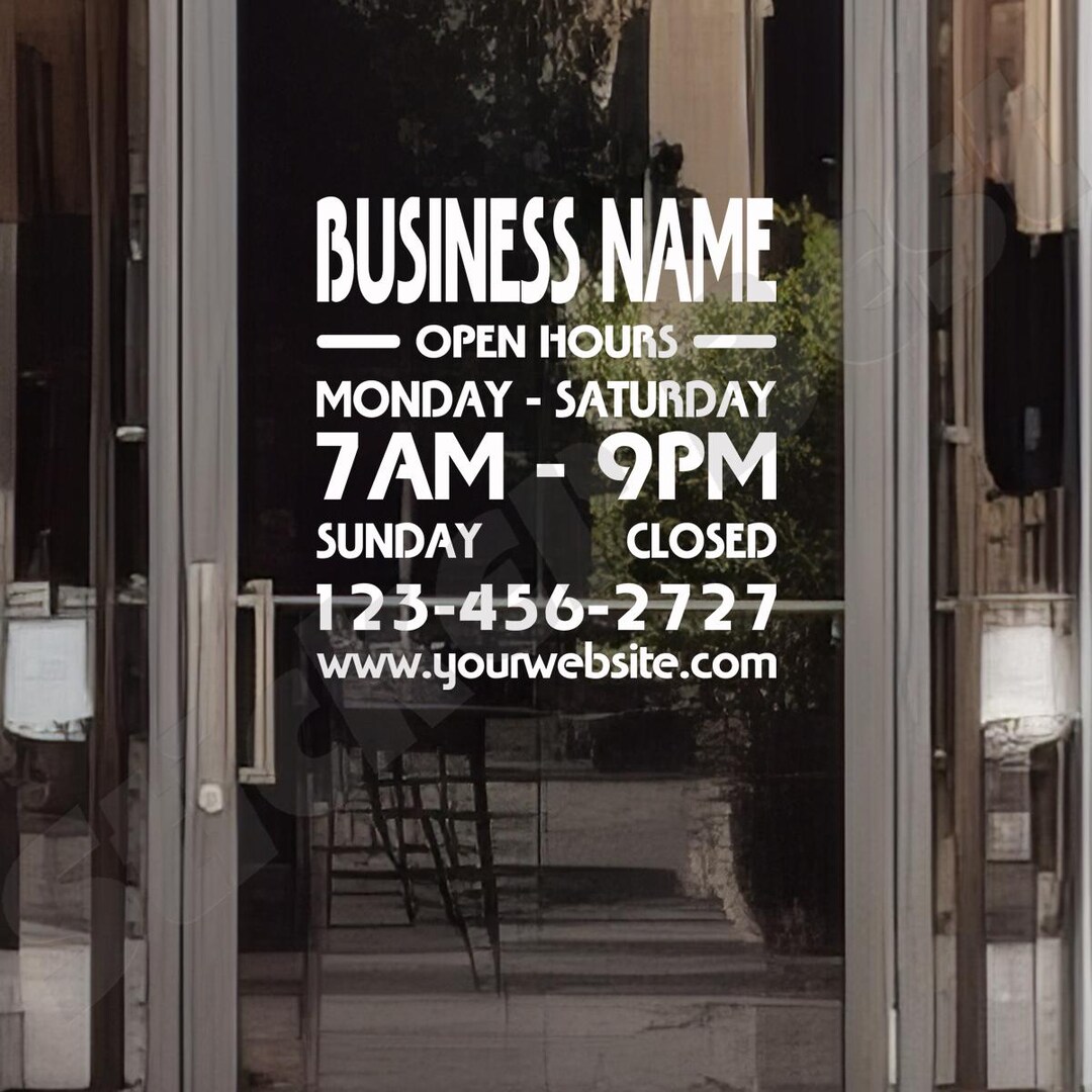 Customizable Open Hours Decal – Oracal Vinyl Sticker For Shop Windows, Multi-Color, One-Way Vision
