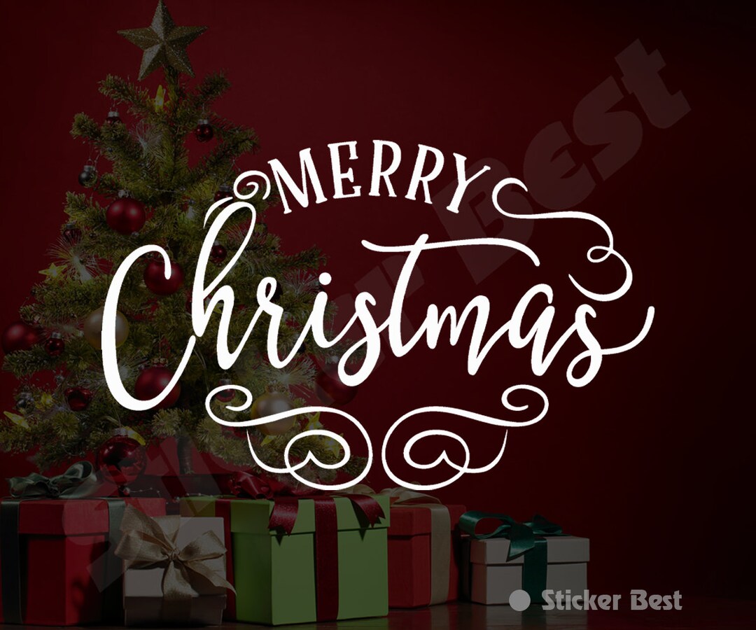 Merry Christmas Vinyl Decal Lettering Greeting Entry Way Porch Decal
