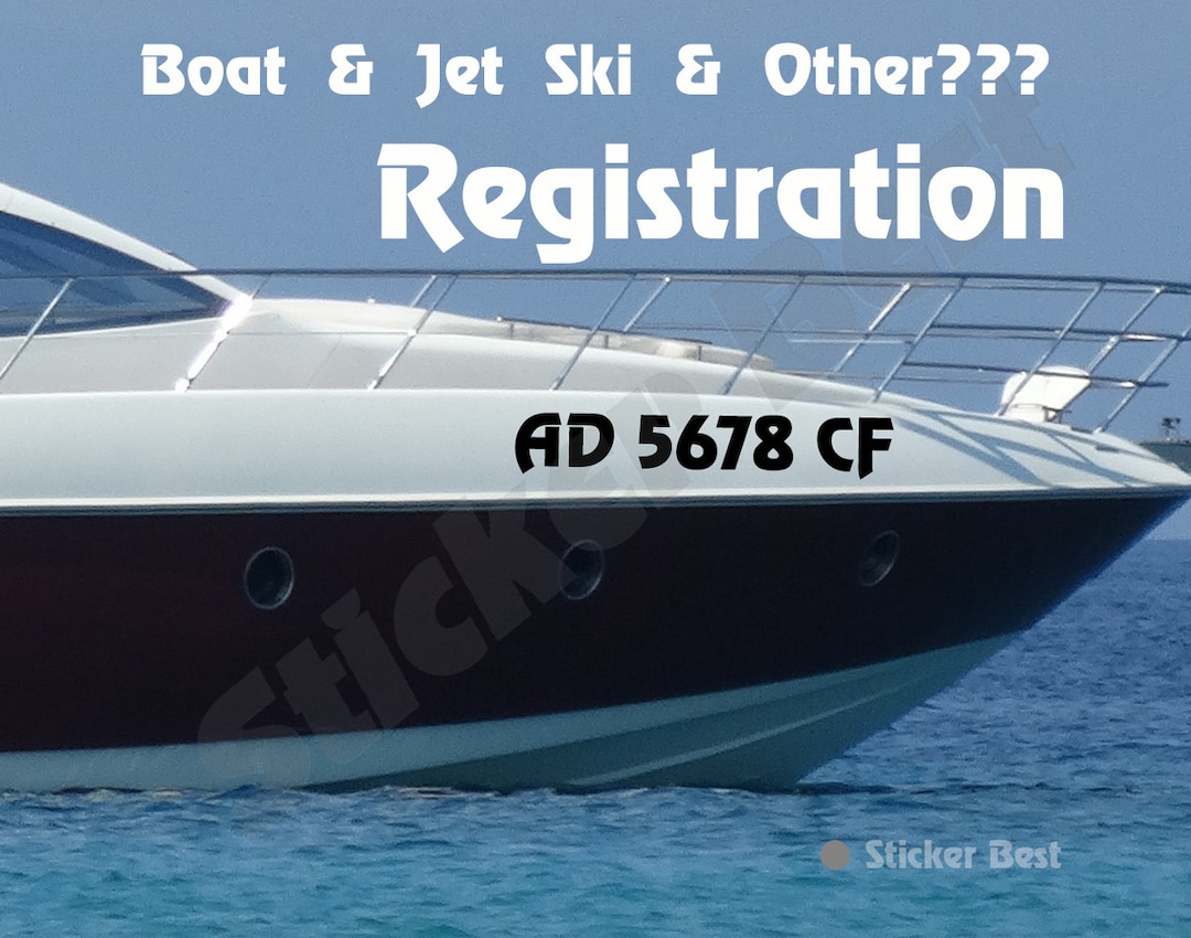 Custom Boat Registration Decal Vinyl Sticker Jet Ski Kayak Boat Letter