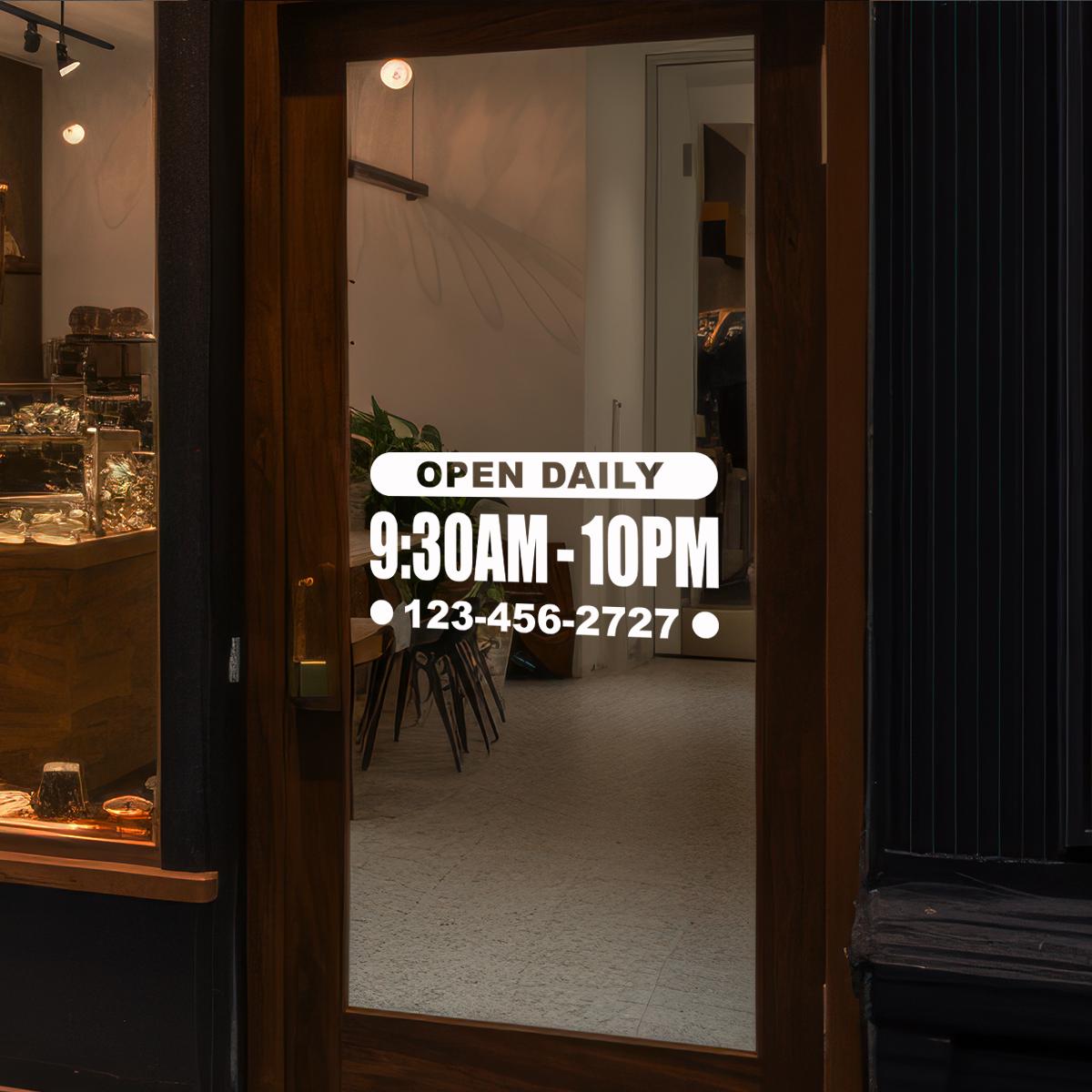 Store Open Hours Vinyl Decal Business Shop Window Sticker Decals Open ...