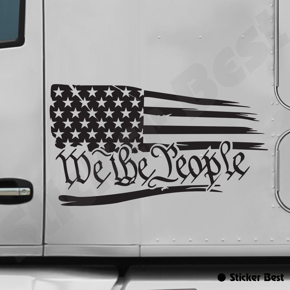 Autocollant Drapeau Américain 'We The People' - Vinyle Chrome/Miroir (Toutes Tailles)