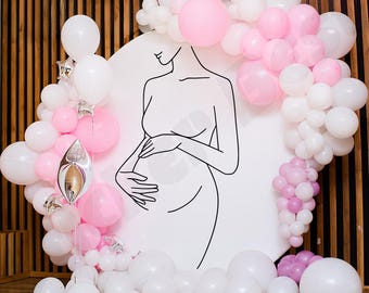 Calcomanía de silueta de mujer embarazada: decoración para fiesta de baby shower