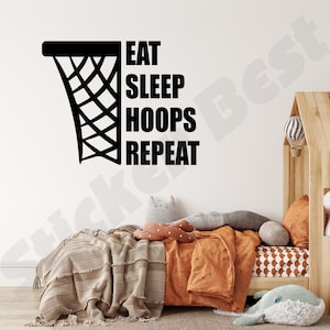 Basketball Decal - Basketball decal - Basket Ball  Decals - Basket Ball Decal - Sport Player Sticker- eat sleep hoops repeat Basketball