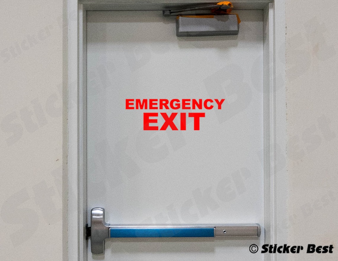 EMERGENCY EXIT Sign Decal Vinyl Sticker Door Window Wall Etsy