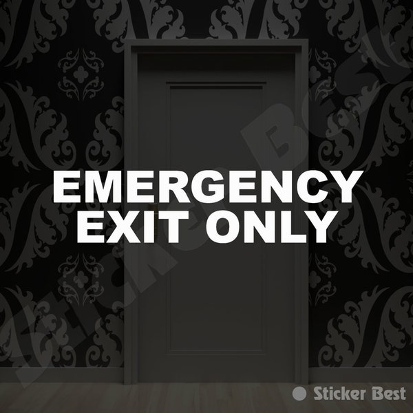 EMERGENCY EXIT ONLY Decal Sticker Business Store Shop Door Window Wall Sign Decals Stickers