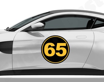 2 calcomanías circulares de números personalizados de 2 colores para carreras de rally