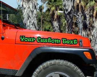 Calcomanías para capó de Jeep (juego de 2) / Texto personalizado, pegatinas de vinilo bicolor