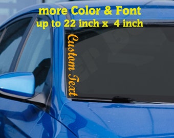 Calcomanía de vinilo con texto personalizado: Adhesivo vertical para ventana de coche (hasta 56 x 10 cm)