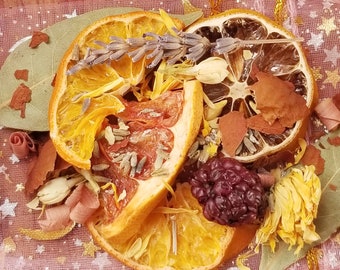 Spring Simmer Pot Bag, Natural Blend, Witchcraft, Beltane, May Day, Altar, Dried Flowers, Herbs, Fruits, Apothecary, Witch Gift, Spell Kit