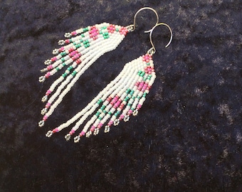 Sakura Blossom Seed Bead Earrings: Japanese Glass Floral Dangles