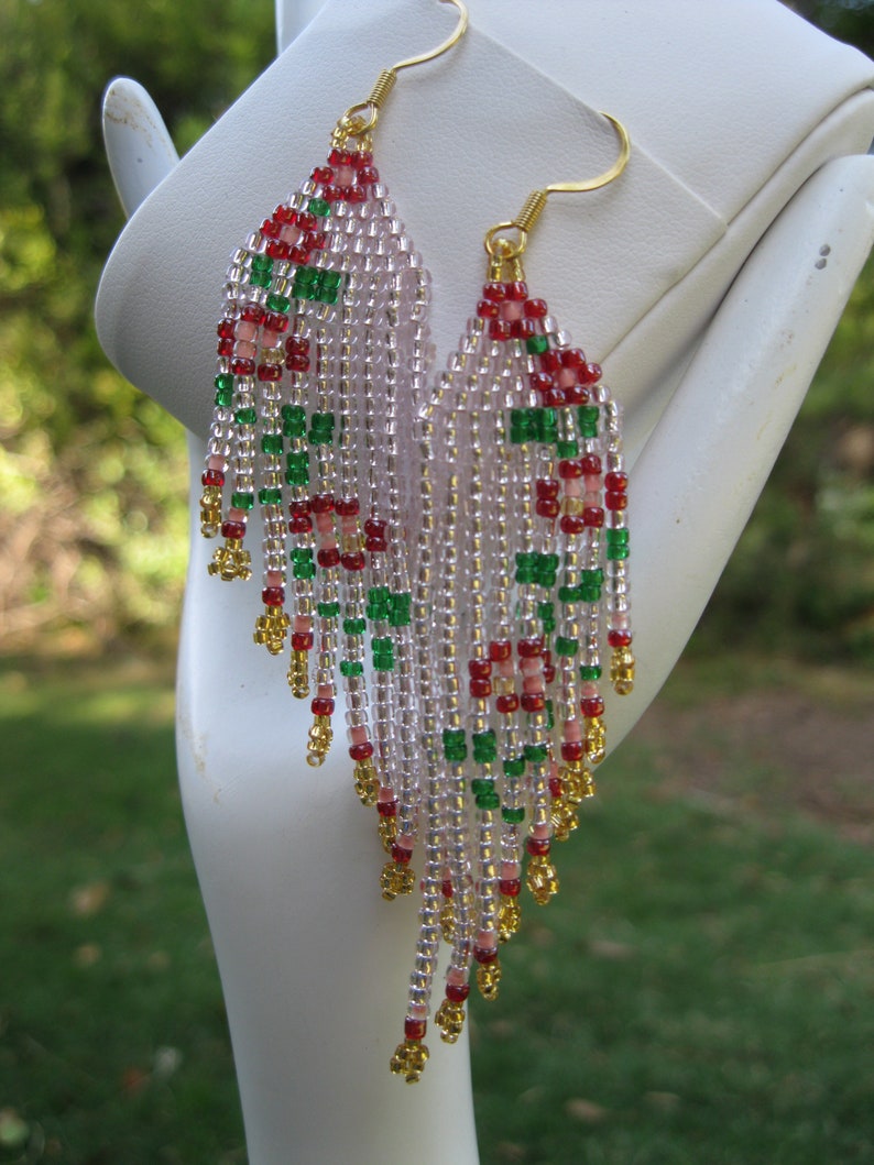 rose earrings girl/'s earrings Seed bead earrings pink earrings women/'s earring flower earrings boho earrings