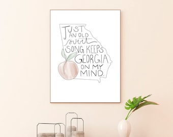 Georgia Song Lyrics Print, Georgia gift, State gift, state art print, Atlanta, Georgia gift idea, ATL, Moving away gift, Song Lyrics