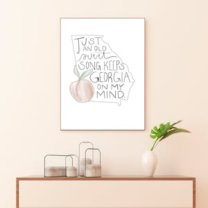 Georgia Song Lyrics Print, Georgia gift, State gift, state art print, Atlanta, Georgia gift idea, ATL, Moving away gift, Song Lyrics