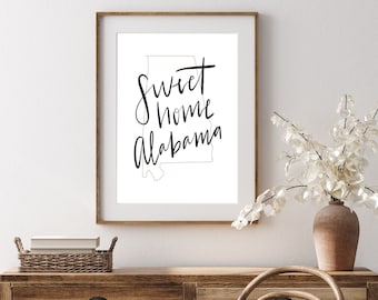 Sweet Home Alabama Print, Alabama Wall Art, Alabama Print, Alabama Gift, Closing Gift, House Warming Gift, Alabama Home Decor, Cadeau voor haar