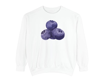 Sweat-shirt bleuets aquarelle - Pull unisexe teint en pièce pour un style décontracté inspiré de la nature et de l'art