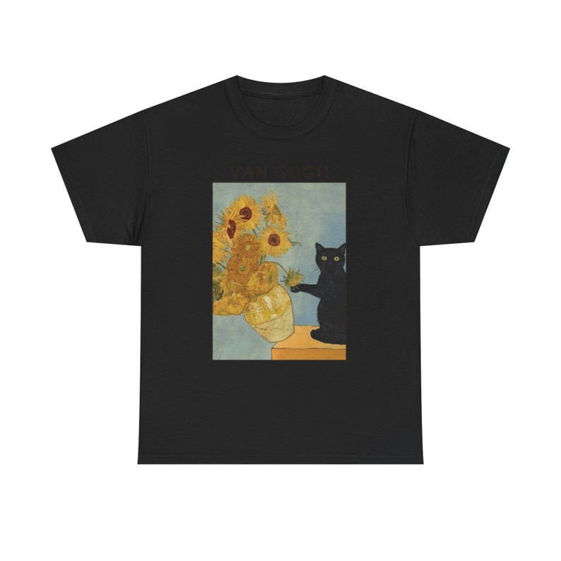 Van Gogh Cat Painting Unisex Tee, Vincent Van Gogh Art Shirt, Cat Lover Gift, Funny Art Tee, Artist Tee image 3