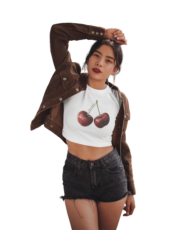 Cherry Fruit Graphic Y2k 2000's Baby Tee, Fallen Angels - Etsy