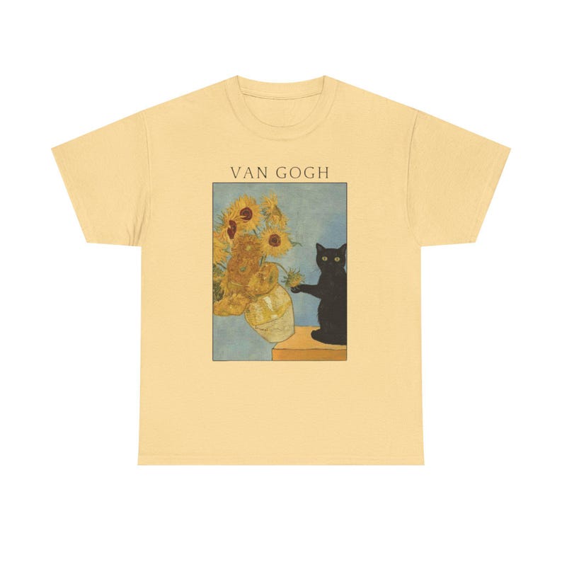 Van Gogh Cat Painting Unisex Tee, Vincent Van Gogh Art Shirt, Cat Lover Gift, Funny Art Tee, Artist Tee image 4