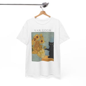 Van Gogh Cat Painting Unisex Tee, Vincent Van Gogh Art Shirt, Cat Lover Gift, Funny Art Tee, Artist Tee image 7
