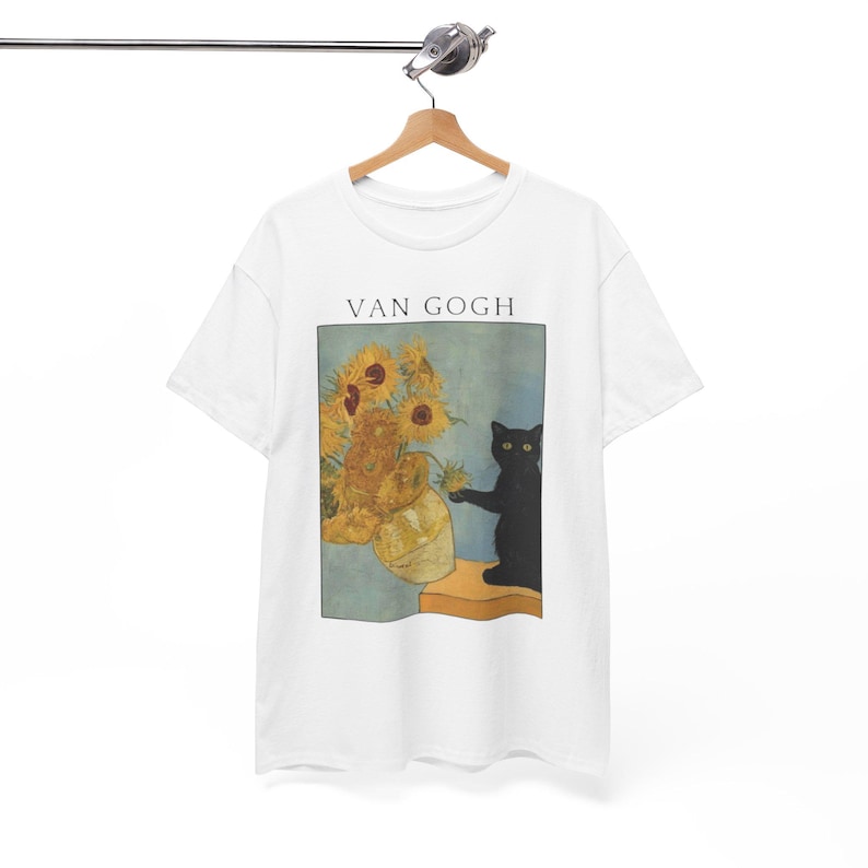 Van Gogh Cat Painting Unisex Tee, Vincent Van Gogh Art Shirt, Cat Lover Gift, Funny Art Tee, Artist Tee image 7