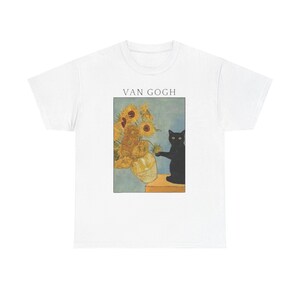 Van Gogh Cat Painting Unisex Tee, Vincent Van Gogh Art Shirt, Cat Lover Gift, Funny Art Tee, Artist Tee image 2