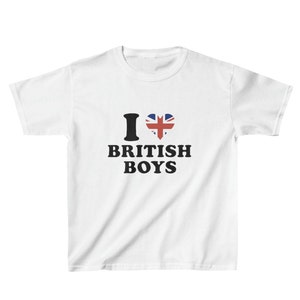 I Love British Boys T-Shirt | Bold England-Inspired Graphic Shirt | Perfect for Y2K and Trendy Look | Trendy Aesthetic Top for England Lover