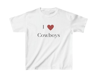 I Heart Cowboy&#39;s  Baby Tee | Trendy Cropped Western Graphic Shirt | Fun and Stylish Top for Women | Cute Country-Inspired Cropped Shirt
