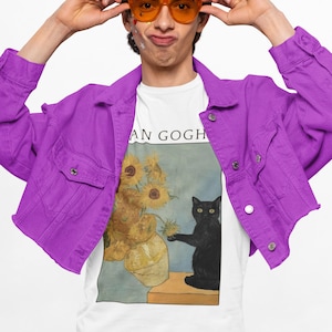 Van Gogh Cat Painting Unisex Tee, Vincent Van Gogh Art Shirt, Cat Lover Gift, Funny Art Tee, Artist Tee image 1
