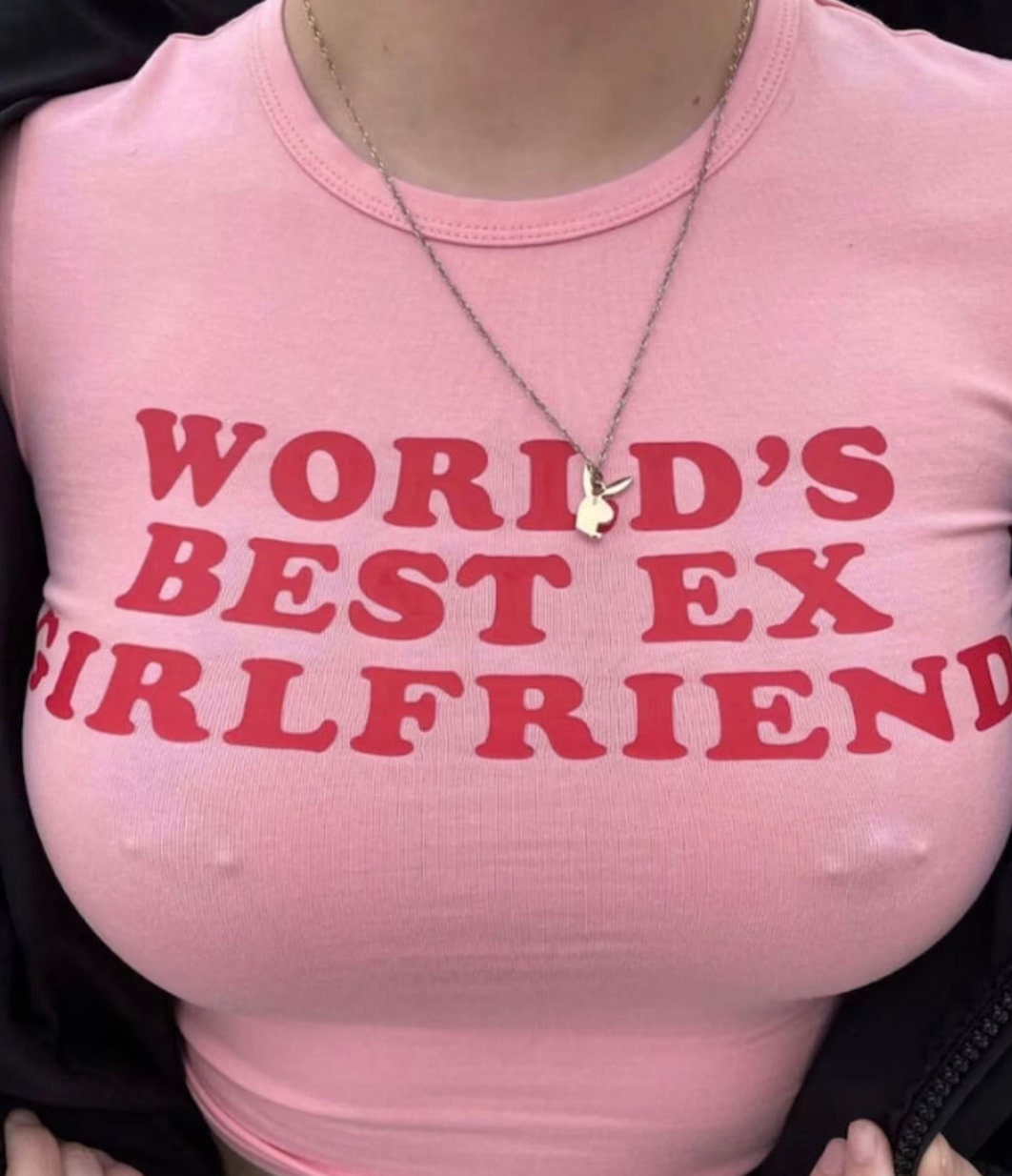 black ex girlfriend in pink hoodi