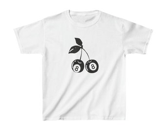 8 Ball Cherry 2k Baby Tee | Trendy Y2K-Inspired Cropped Shirt | Fun and Edgy Graphic Top for Women | Bold Y2K Graphic Cropped Shirt
