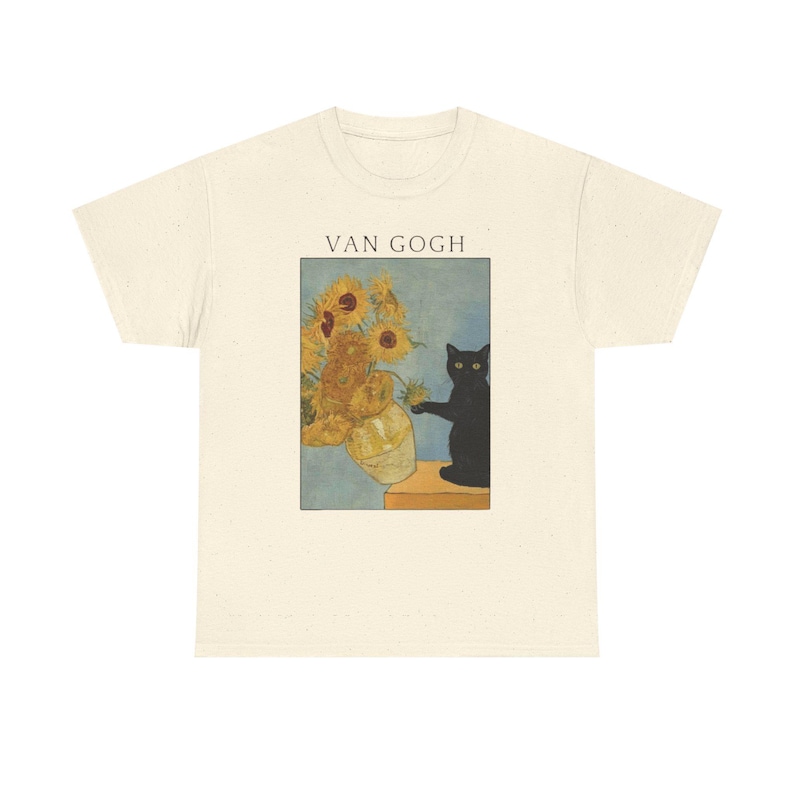 Van Gogh Cat Painting Unisex Tee, Vincent Van Gogh Art Shirt, Cat Lover Gift, Funny Art Tee, Artist Tee image 6