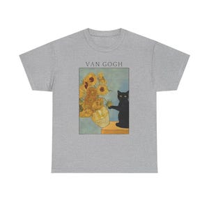 Van Gogh Cat Painting Unisex Tee, Vincent Van Gogh Art Shirt, Cat Lover Gift, Funny Art Tee, Artist Tee image 5