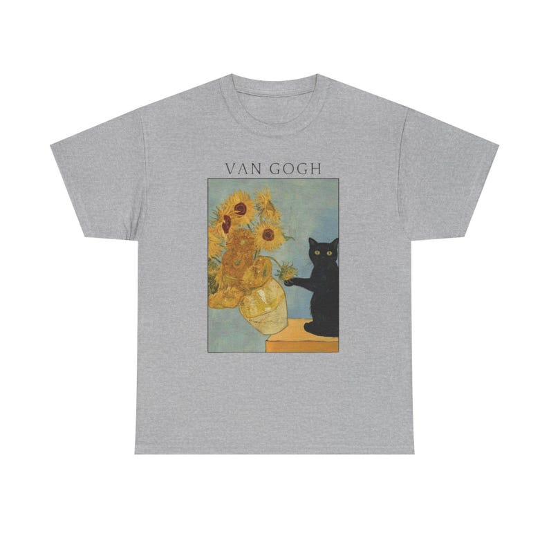 Van Gogh Cat Painting Unisex Tee, Vincent Van Gogh Art Shirt, Cat Lover Gift, Funny Art Tee, Artist Tee image 5
