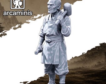 Village and Town Folk"Stone Mason and Pillar" #40 Unpainted  3d printed in Resin