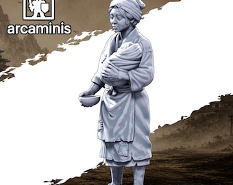Village and Town Folk"Widow Seeking Alms" #34 Unpainted  3d printed in Resin