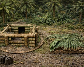 Jungle Palm Log Bunker Terrain: PLA Wargaming Scenery (Unpainted)
