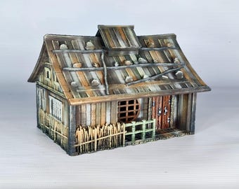 Japanisches Fischerdorf Haus (3) 3D-gedruckt aus PLA-Filamenten.  Dieses Modell wird unbemalt geliefert